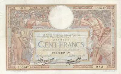 Frankreich 100 Francs Women with child - 09-09-1937 - Serial O.55547 - F.25.1
