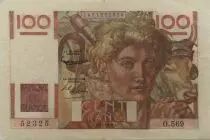 Frankreich 100 Francs Young Farmer - 03-12-1953 - Serial O.569 - VF