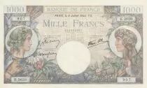 Frankreich 1000 Francs - Commerce and Industry - 06-07-1944 - Serial H.3620