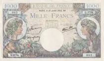 Frankreich 1000 Francs - Commerce and Industry - 13-07-1944 - Serial Q.3794 - P.96