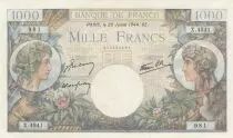 Frankreich 1000 Francs - Commerce and Industry - 20-07-1944 - Serial X.4541