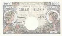 Frankreich 1000 Francs - Commerce and Industry - 28-11-1940 - Serial G.485