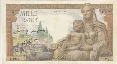 Frankreich 1000 Francs - Goddess Demeter - 07-01-1943 - Series F.2675