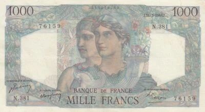 Frankreich 1000 Francs - Minerva and Hercules - 11-03-1948 - Series N.381