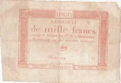 Frankreich 1000 Francs 18 Nivose An III - 7.1.1795 - Sign. Haze - VF