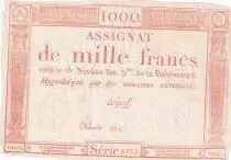 Frankreich 1000 Francs 18 Nivose n III (7.1.1795) - Sign. Coipel