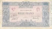 Frankreich 1000 Francs Blue on lilac - 15-12-1920 - Serial L.1497 -  F to VF