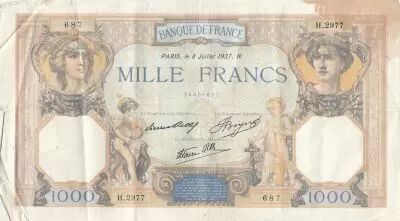 Frankreich 1000 Francs Ceres and Mercury - 08-07-1937 - Serial H.2977