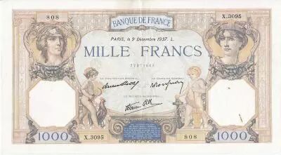 Frankreich 1000 Francs Ceres and Mercury - 09/12/1937 Serial X3095