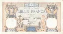Frankreich 1000 Francs Ceres and Mercury - 20-10-1938 Serial Y.4678 - F to VF