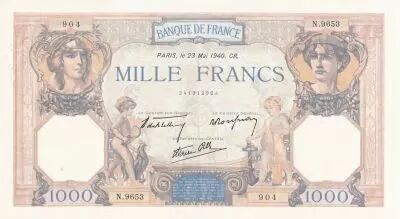 Frankreich 1000 Francs Ceres and Mercury - 23-05-1940 - Serial N.9653