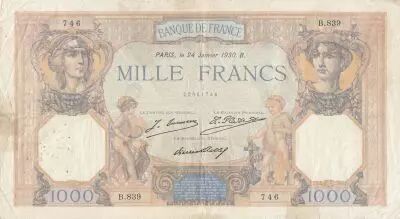 Frankreich 1000 Francs Ceres and Mercury - 24-01-1930 - Serial B.839