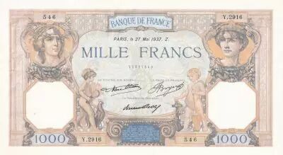 Frankreich 1000 Francs Ceres and Mercury - 27-05-1927 - Serial Y.2916