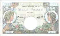 Frankreich 1000 Francs Commerce and Industry - 19-12-1940 Serial D.1314