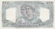 Frankreich 1000 Francs Minerva and Hercules - 12-09-1946 Serial V.319 - VF