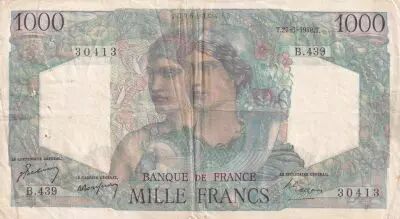 Frankreich 1000 Francs Minerva and Hercules - 27-05-1948 - Serial B.439 - VF