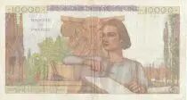 Frankreich 10000 Francs - Young woman with book and globe - 01-07-1954 - Serial E.7322