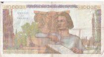 Frankreich 10000 Francs Young woman with book and globe - 04-11-1954 - Serial B.7810