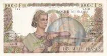 Frankreich 10000 Francs Young woman with book and globe - 04-11-1954 - Serial Y.7471