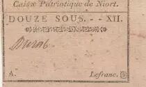 Frankreich 12 sous - Deux-S&egrave;vres - Patriotic fund of Niort