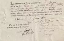 Frankreich 1.25 Franc - Mandat de salaire de concierge - La Chapelle - 1806
