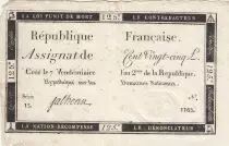 Frankreich 125 Livres - 7 Vend&eacute;miaire An II - 1793 - Sign. Falheau - Serial 13