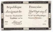 Frankreich 125 Livres - 7 Vend&eacute;miaire An II - 1793 - Sign. Le Claireff - VF