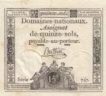 Frankreich 15 Sols - Liberty and Justice - 04-01-1792 - Sign. Buttin - Serial 747
