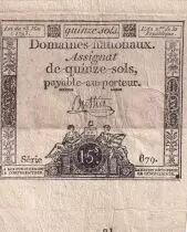 Frankreich 15 Sols - Liberty and Justice - 23-05-1793 - Sign. Buttin - Serial 879 - P. A.54