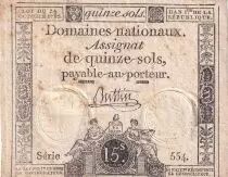 Frankreich 15 Sols - Liberty and Justice - 24-10-1792 - Sign. Buttin - Serial 554