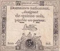 Frankreich 15 Sols - Liberty and Justice 1792 - S&eacute;rie 868 - Sign. Buttin