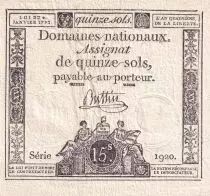 Frankreich 15 Sols - Liberty and Justice 1792 - Sign. Buttin - Serial 1920
