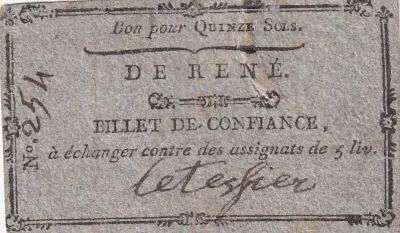 Frankreich 15 Sols - Sarthe - Commune de Ren� -  1792