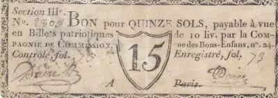 Frankreich 15 sols - Seine - Paris - Compagnie de Commission - 1792