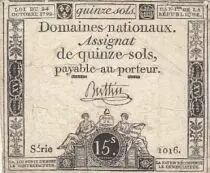Frankreich 15 sols - Women, Liberty cap (24-10-1792) - Sign. Buttin - Serial 1016