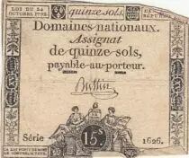 Frankreich 15 sols - Women, Liberty cap (24-10-1792) - Sign. Buttin - Serial 1626