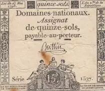 Frankreich 15 Sols French Revolution (23-05-1793) - Sign. Buttin - Serial 39
