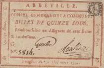 Frankreich 15 sous - Somme - Abbeville County Council - 30-12-1791 -Num&eacute;ro 5814