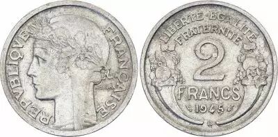 Frankreich 2 Francs  - French state - 1945