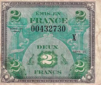Frankreich 2 Francs - Allied Military Currency - 1944 - Serial X - P.114
