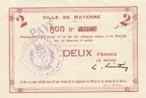 Frankreich 2 Francs - Bon de la ville Mayenne - 1914-1918