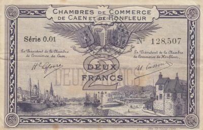 Frankreich 2 Francs - Caen and Honfleur Chamber of Commerce - ND (1914-1920)