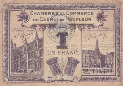 Frankreich 2 Francs - Caen and Honfleur Chamber of Commerce - ND (1914-1920)