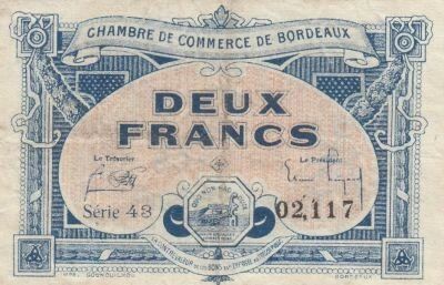 Frankreich 2 Francs - Chamber of Commerce - Bordeaux - 1920