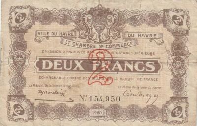 Frankreich 2 Francs - Chamber of Commerce - Le Havre - 1920