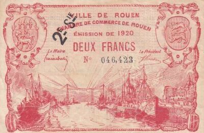 Frankreich 2 Francs - Chamber of Commerce - Rouen - 2nd serie - 1920