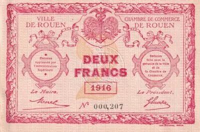Frankreich 2 Francs - Chambre de commerce - Rouen - 1916 - Small Number