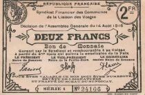 Frankreich 2 Francs - Cities of Vosges - 14-08-1916 - Serial 1