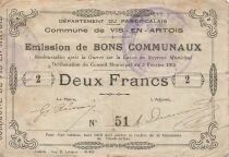 Frankreich 2 Francs - City of Vis-en-Artois - 02-02-1915