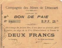 Frankreich 2 Francs - Drocourt Mines - Salary voucher